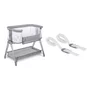 Patut co-sleeper, Lionelo, Luna, 2 in 1, Cu laterala culisanta, Cu setare unghiulara, Cu roti, Reglabil in 6 pozitii pe inaltime, Gri deschis - 26