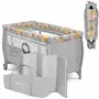 Patut pliant, Lionelo, Stefi Plus, Cu doua nivele, Cu intrare laterala cu fermoar, 2 roti, 120 x 60 cm, Conform cu standardul european de securitate EN 716, Roz/Galben - 3