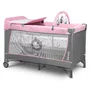 Patut pliant, Lionelo, Flower, Cu doua nivele, Cu arcada, Geanta transport, Masuta de infasat, Bara cu jucarii, Fereastra laterala, 120x60 cm, Conform cu standardele europeane de securitate EN 716 si EN12221, Roz - 3