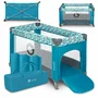 Patut pliant, Lionelo, Stefi, Cu un nivel, Cu intrare laterala cu fermoar, 2 roti, 120x60 cm, Conform cu standardul european de securitate EN 716, Turquoise - 3