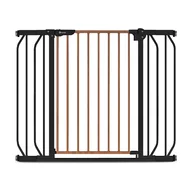 Poarta de siguranta, Lionelo, Truus Slim, Prin presiune, 105 cm, Conform cu standardul europeane de securitate EN1930, Negru/Natur
