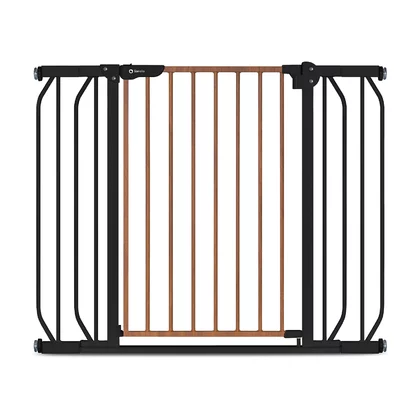 Poarta de siguranta, Lionelo, Truus Slim, Prin presiune, 105 cm, Conform cu standardul europeane de securitate EN1930, Negru/Natur