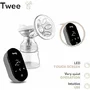 Pompa dubla de san, Lionelo, Electrica, Cu 9 nivele de aspiratie, 5 moduri de masaj, Afisaj LED, Imita suptul natural al copilului, Functionare pana la 90 min, Silentioasa, Fara BPA, Include 2 recipiente de 150 ml si 2 pungi, Cablu USB, Husa, Alb/Gri - 35