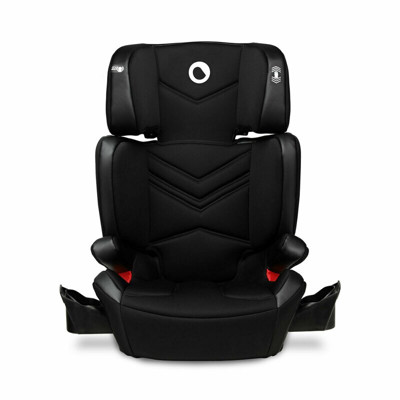 Lionelo - Scaun auto Hugo Lether, Cu Isofix, Tetiera, Husa, 2 suporturi pentru pahar,15-36 Kg, Conform cu standardul european de securitate ECE R44/04, Negru