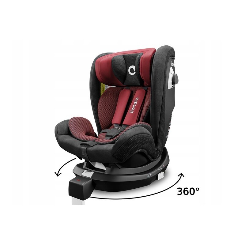 Lionelo - Scaun auto Braam Burgundy Pozitie de somn, Protectie laterala, Rotire 360 grade, 0-36 Kg, cu Isofix, Rosu