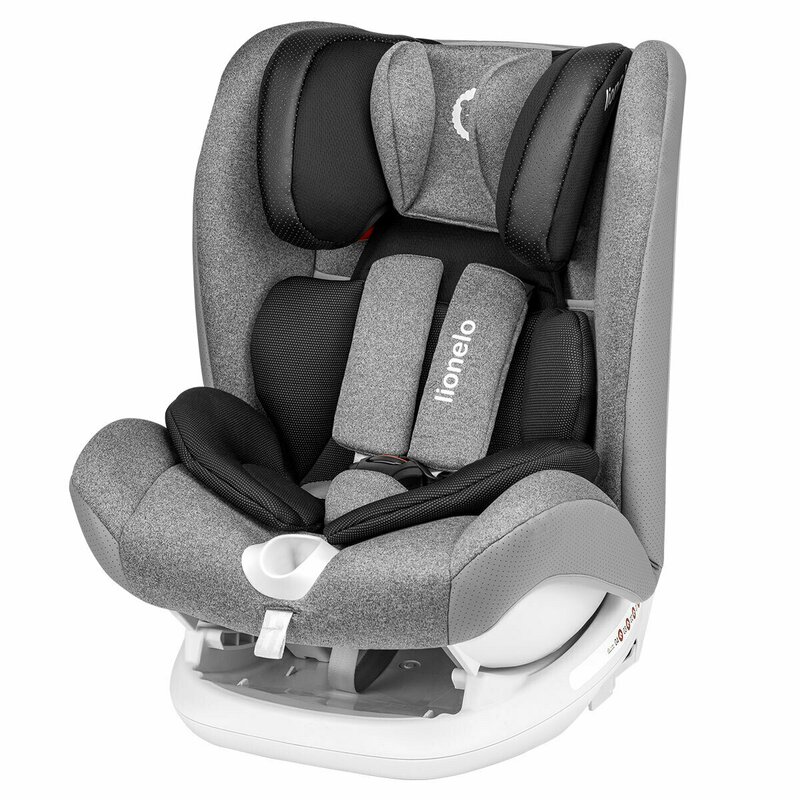 Lionelo - scaun auto oliver stone spatar reglabil, protectie laterala, top tether, 9-36 kg, cu isofix, gri