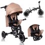 Tricicleta copii, Lionelo, Tris Plus, Ultrapliabila, Multifunctionala, Pana la 25 kg, Inclinare spatar in fata si in spate, Suport picioare, Control al directiei, Scaun reversibil, Rotire 360 grade, Conform cu EN71, 9 luni-5 ani, Bej - 4