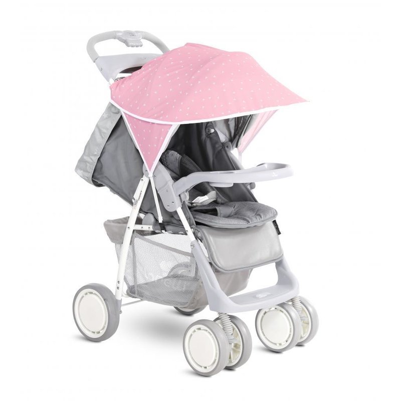Lorelli - copertina pentru carucior cu protectie solara , pink & white triangles