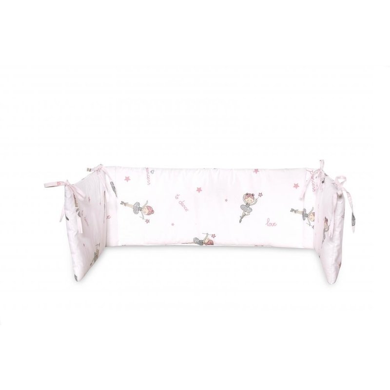 Lorelli - Protectie laterala pat, 140 x 27 cm, bumbac ranforce, Ballet Pink