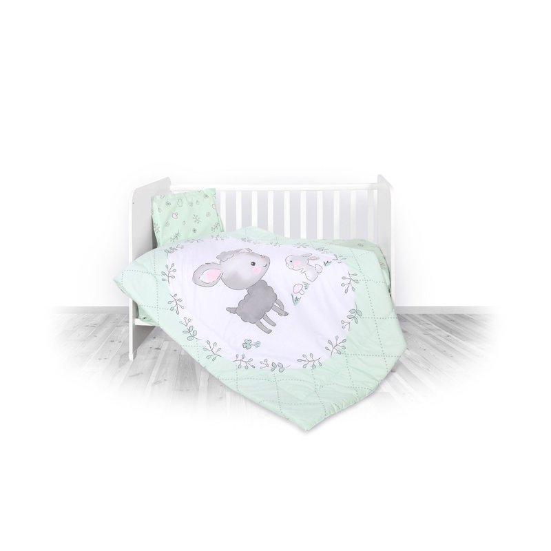 Lorelli - set lenjerie pat , bumbac ranforsat , 4 piese , lamb green