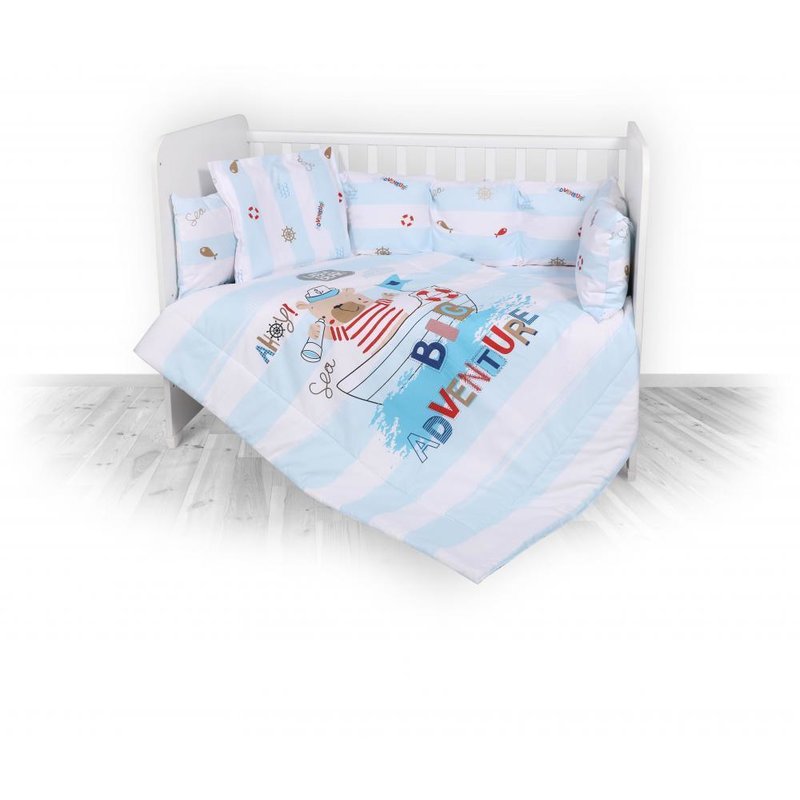 Lorelli - Set lenjerie pat , bumbac ranforsat , 7 piese , Lili Adventure Blue