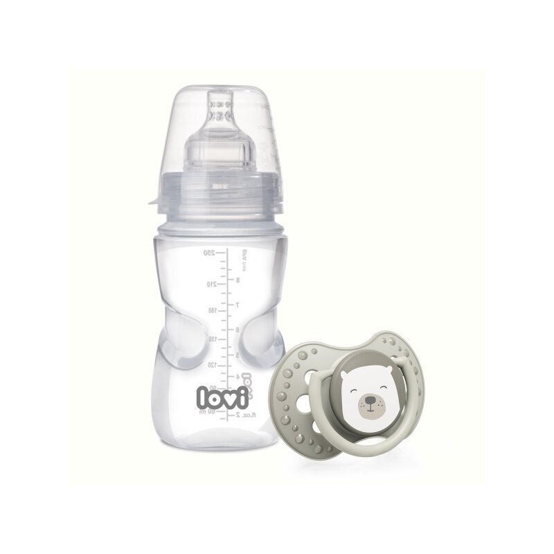 Lovi - SET BIBERON MEDICAL 250ML + SUZETA DINAMICA DIN SILICON BUDDY BEAR 3-6LUNI 0205exp