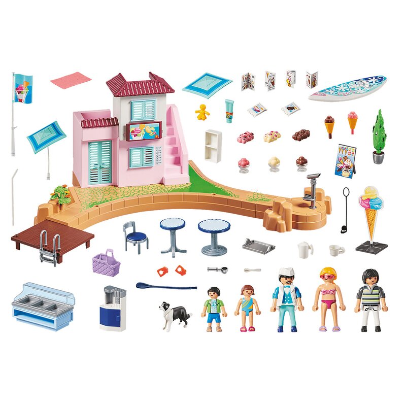 Playmobil - set de constructie magazin de inghetata pe plaja family fun