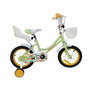 Bicicleta copii, Makani, Cu roti ajutatoare si scaunel pentru papusi, Cosulet frontal, 14 inch, Cu sonerie, 52x72x101 cm, 4 ani+, Pana 25 kg, Verde - 1