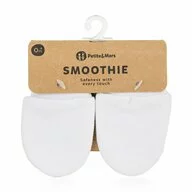 Manusi pentru nou-nascuti, Petite&Mars, Smoothie, Bumbac 100%, Material moale si respirabil, Protectie impotriva zgarieturilor, Manseta lata, 2 straturi, 6 x 10 cm, 0 luni+, Alb