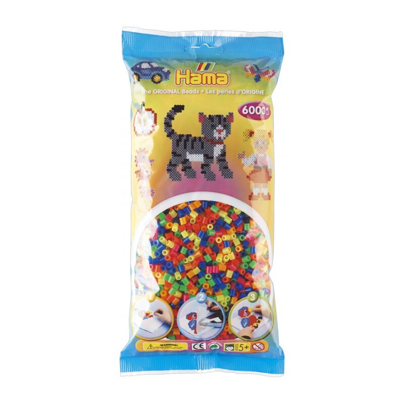 Hama - set margele de calcat mix 6 culori neon model 4 midi