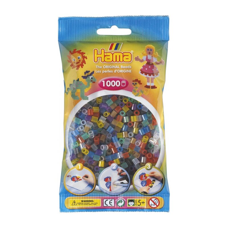 Hama - set margele de calcat mix 6 culori transparente model 2 midi