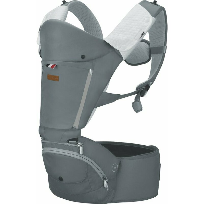 Marsupiu bebe, FreeON, Easy Mode, Cu scaunel 6 in 1, De la 3.5 kg pana la 15 kg, Conform cu standardul european de securitate EN13209:2016, Grey