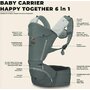 Marsupiu bebe, FreeON, Easy Mode, Cu scaunel 6 in 1, De la 3.5 kg pana la 15 kg, Conform cu standardul european de securitate EN13209:2016, Grey - 3
