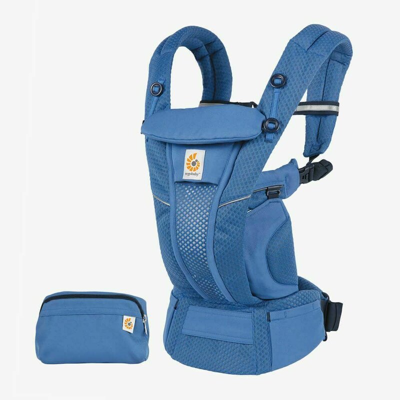 Ergobaby - marsupiu ergonomic omni breeze , sapphire, din poliester, 4 pozitii, albastru