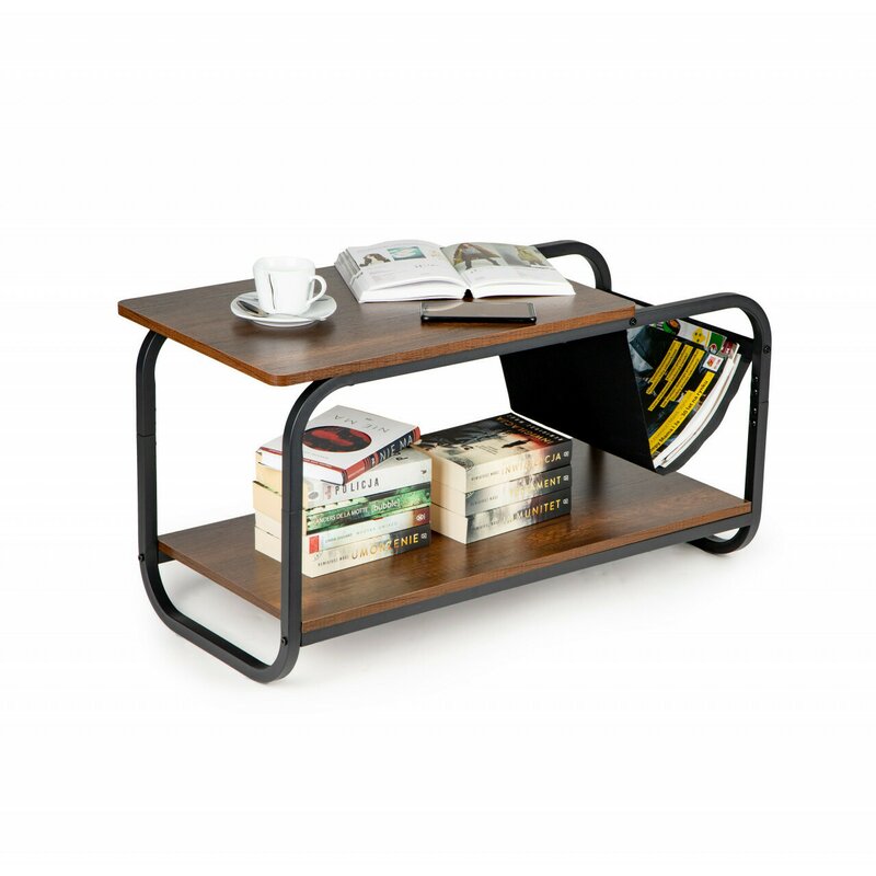 Masa de cafea cu suport, 86.5 x 40 x 46 cm, metal/MDF, Modern Home, Maro