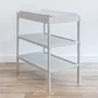 Masa infasat pentru bebelusi, lemn masiv, Gri 76 x 44 x 86 cm, Cu 2 Rafturi De Depozitare Inalte,inclus Saltea din spuma, husa detasabila bumbac, Woodies, 40 x 70 cm - 2