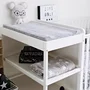 Masa infasat pentru bebelusi, lemn masiv, Gri 76 x 44 x 86 cm, Cu 2 Rafturi De Depozitare Inalte,inclus Saltea din spuma, husa detasabila bumbac, Woodies, 40 x 70 cm - 7