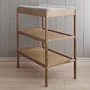 Masa infasat pentru bebelusi, lemn masiv, Vintage 76 x 44 x 86 cm, Cu 2 Rafturi De Depozitare Inalte, inclus Saltea din spuma, husa detasabila bumbac, Woodies, 40 x 70 cm - 2
