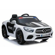 Masina de Politie electrica, Mercedes SL500, pentru copii, cu telecomanda, 2 motoare, alb-negru, 4792