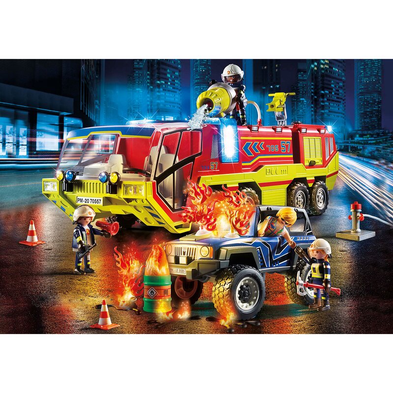 Playmobil - set de constructie masina si camion de pompieri city action