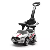 Masinuta de impins, Baby Mix, Racer, Cu maner de impins detasabil, Cu protectii laterale, Cu melodii si claxon, Cu suport jucarii sub sezut, Alb