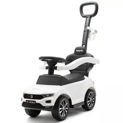 Masinuta de impins, Baby Mix, Volkswagen T-Roc, Cu maner de impins detasabil, Cu sport pahar, Cu protectii laterale, Cu melodii si claxon, Cu suport jucarii sub sezut, White