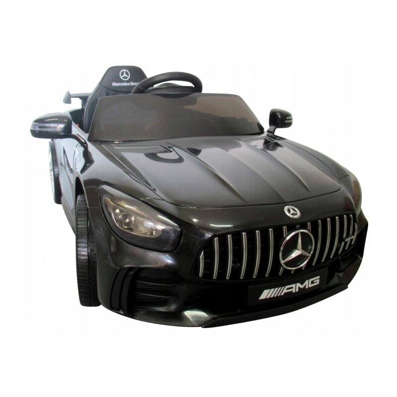 R-Sport - Masinuta electrica cu telecomanda, roti din spuma EVA si scaun din piele Mercedes GTR - Negru