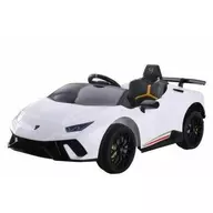 Masinuta electrica pentru copii, Lamborghini Huracan Alb, cu telecomanda, 2 motoare, greutate maxima 30 kg, 6571