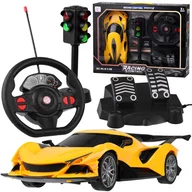 Masinuta, Jokomisiada, Sport, Cu telecomanda in forma de volan, Cu lumini, Cu semafor, 3 ani+, Yellow