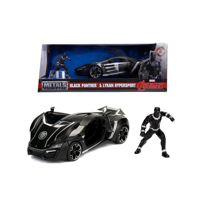 Simba - Masina Lykan hypersport Black Panther , Avengers , Scara 1:24, Negru