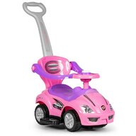 Masinuta Ride-On pentru copii, Multistore, Deluxe Mega Car, volan cu clanxon, spatar si balustrade de protectie, maner de ghidare, suport picioare, element anti-rasturnare, Roz