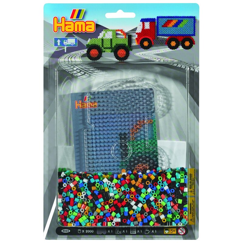 Hama - set margele de calcat masinute 2000 buc, in blister midi