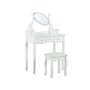 Masuta de toaleta din lemn pentru machiaj, eleganta, retro, include masa, scaun satin, sertare, oglinda rotativa, Jokomisiada, ZA4827, 138x 80 x 40 cm, Alba/Lemn - 4