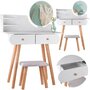 Masuta de toaleta din lemn pentru machiaj, include masa, scaun, sertare, oglinda, Jokomisiada, ZA4820, 120 x 80 x 39 cm, Alba/Lemn - 1