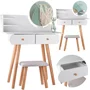 Masuta de toaleta, Jokomisiada, ZA4820, Din lemn, Pentru machiaj, Include masa, scaun, sertare, oglinda, 120 x 80 x 39 cm, Alb - 1