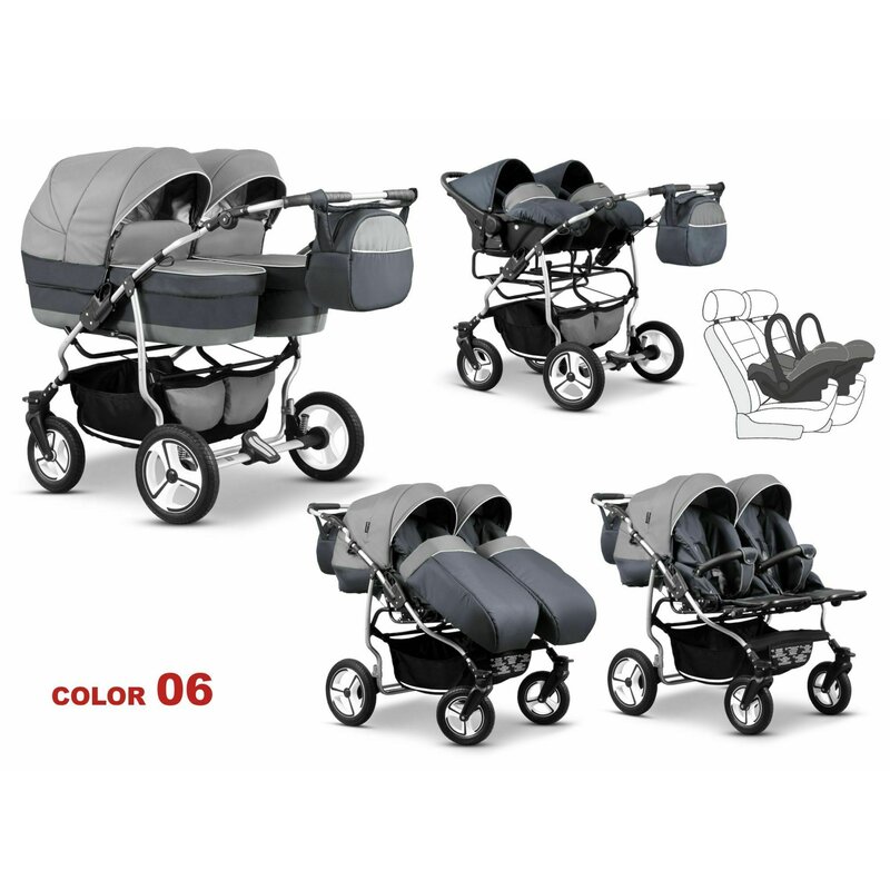 Mikado - carucior gemeni 3 in 1, twin t-06, gri