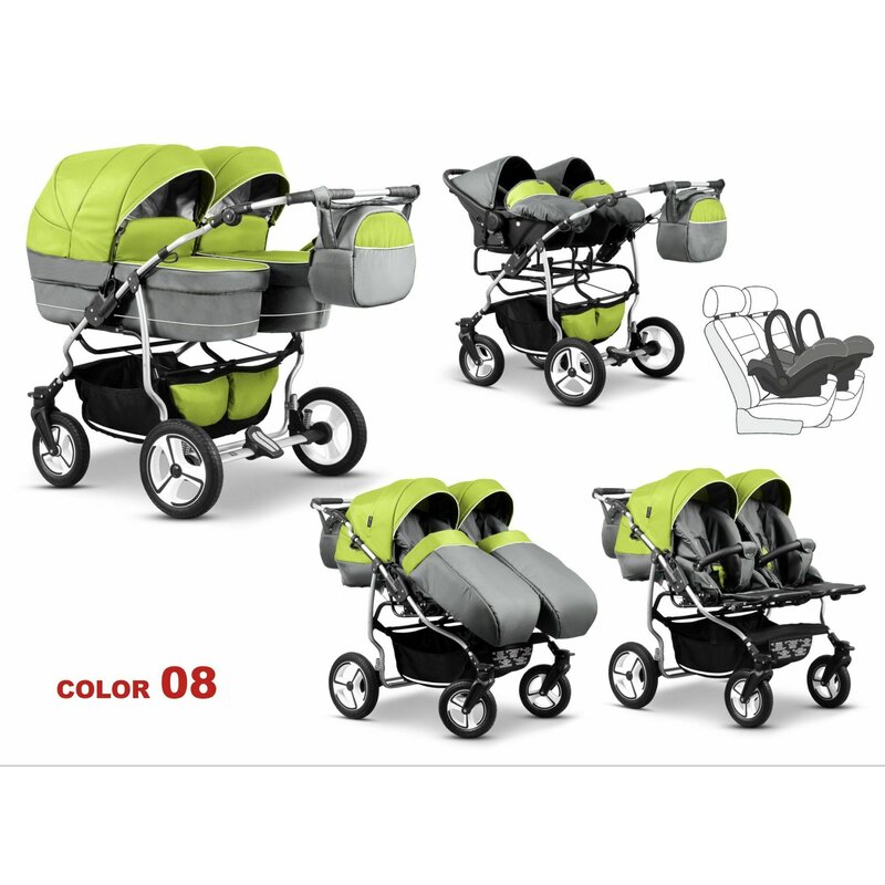 Mikado - carucior gemeni 3 in 1, twin t-08, multicolor