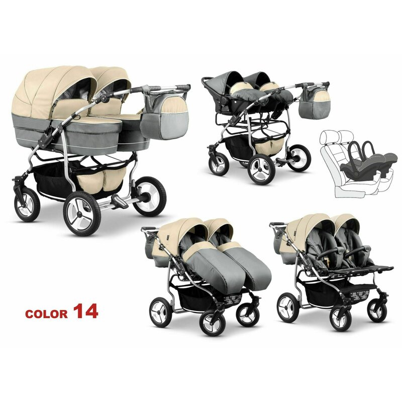 Mikado - Carucior gemeni 3 in 1, Twin T-14, Multicolor