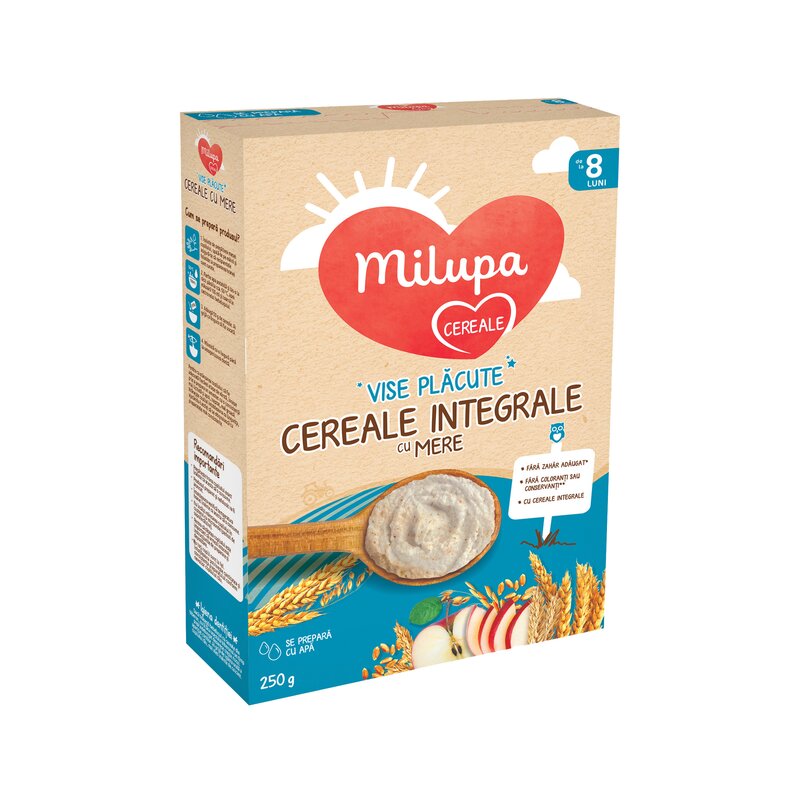 Milupa - cereale vise placute , 8 luni+, cu mar fara gluten