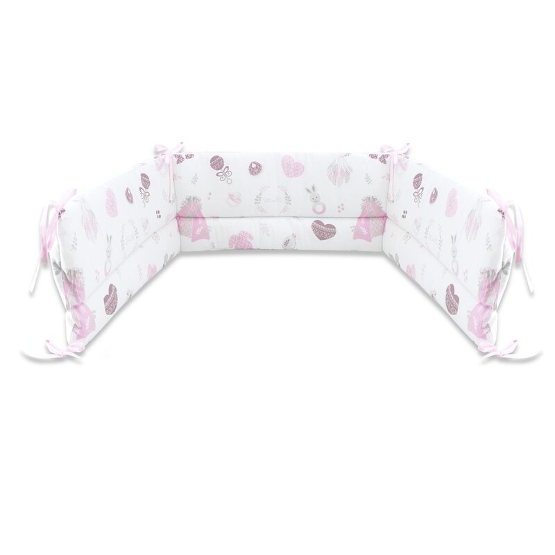 Miminu - aparatoare pentru patut 120x60 cm, din bumbac, baby shower pink