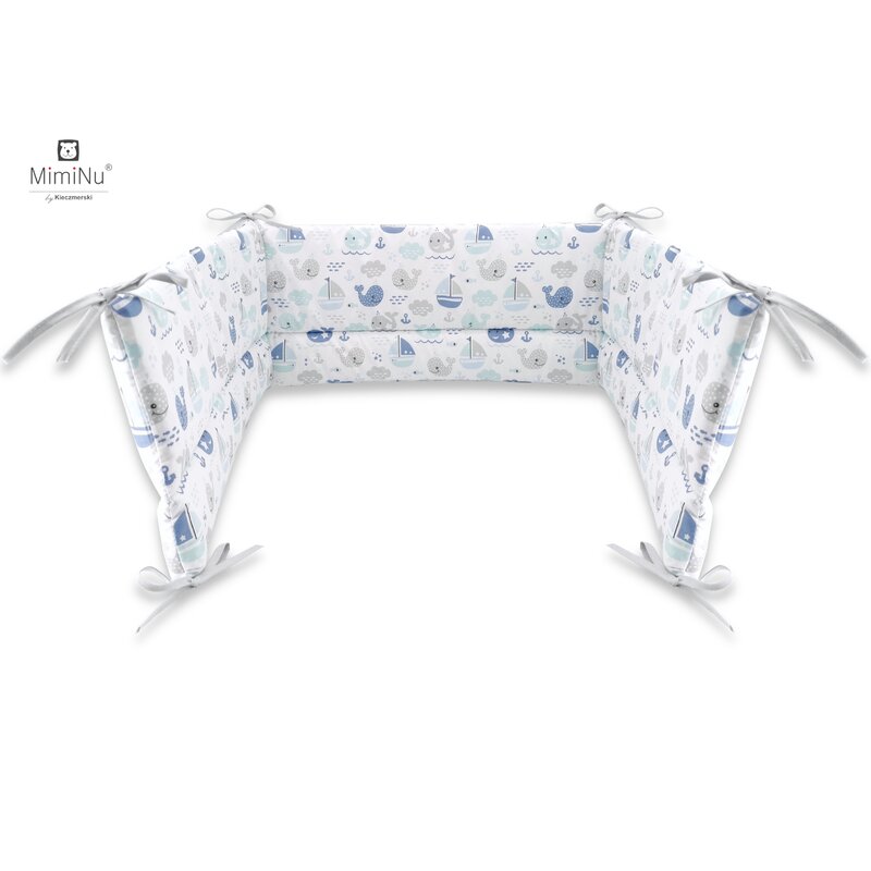 Miminu - aparatoare pentru patut 120x60 cm, din bumbac, blue fish