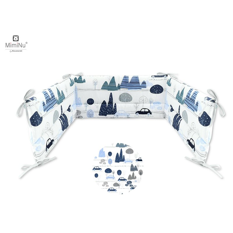 Miminu - aparatoare pentru patut 120x60 cm, din bumbac, childrens journey blue