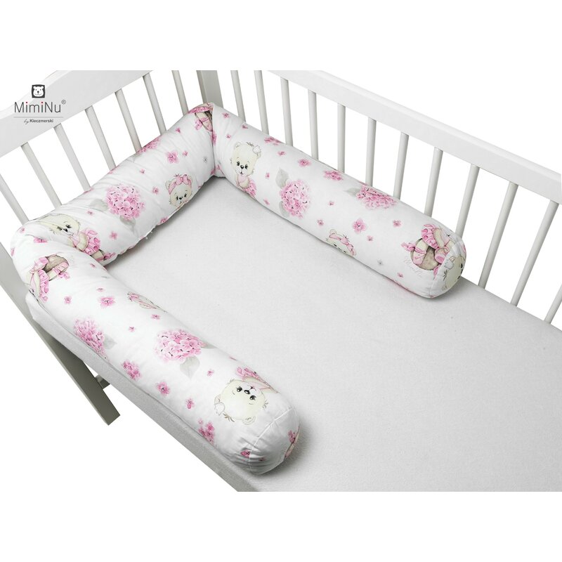 Aparatoare pentru patut, MimiNu, Tip rulou, Pentru patut, Lungime 180 cm, Din bumbac certificat Oeko Tex Standard 100, Design, Pink Ballerina