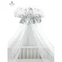 Baldachin mare din tull + suport metalic, MimiNu, Cu funda din bumbac, Dimensiune 400x170 cm, Materiale certificate Oeko Tex Standard 100, Lulu Natural - 1
